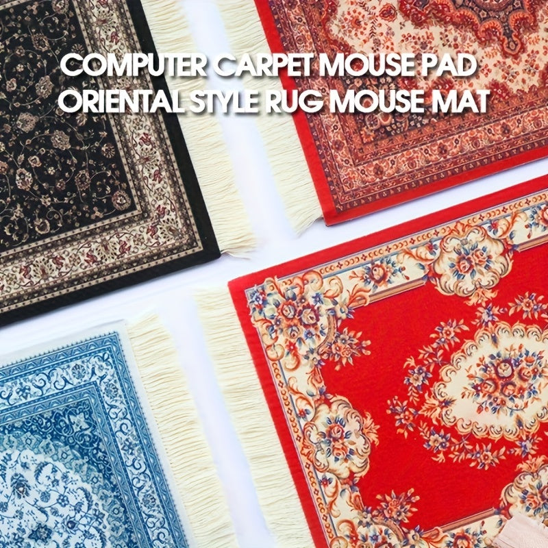 Persian Mini Woven Rug Mat Mouse Pad Retro Style Carpet Pattern Tassels Coaster