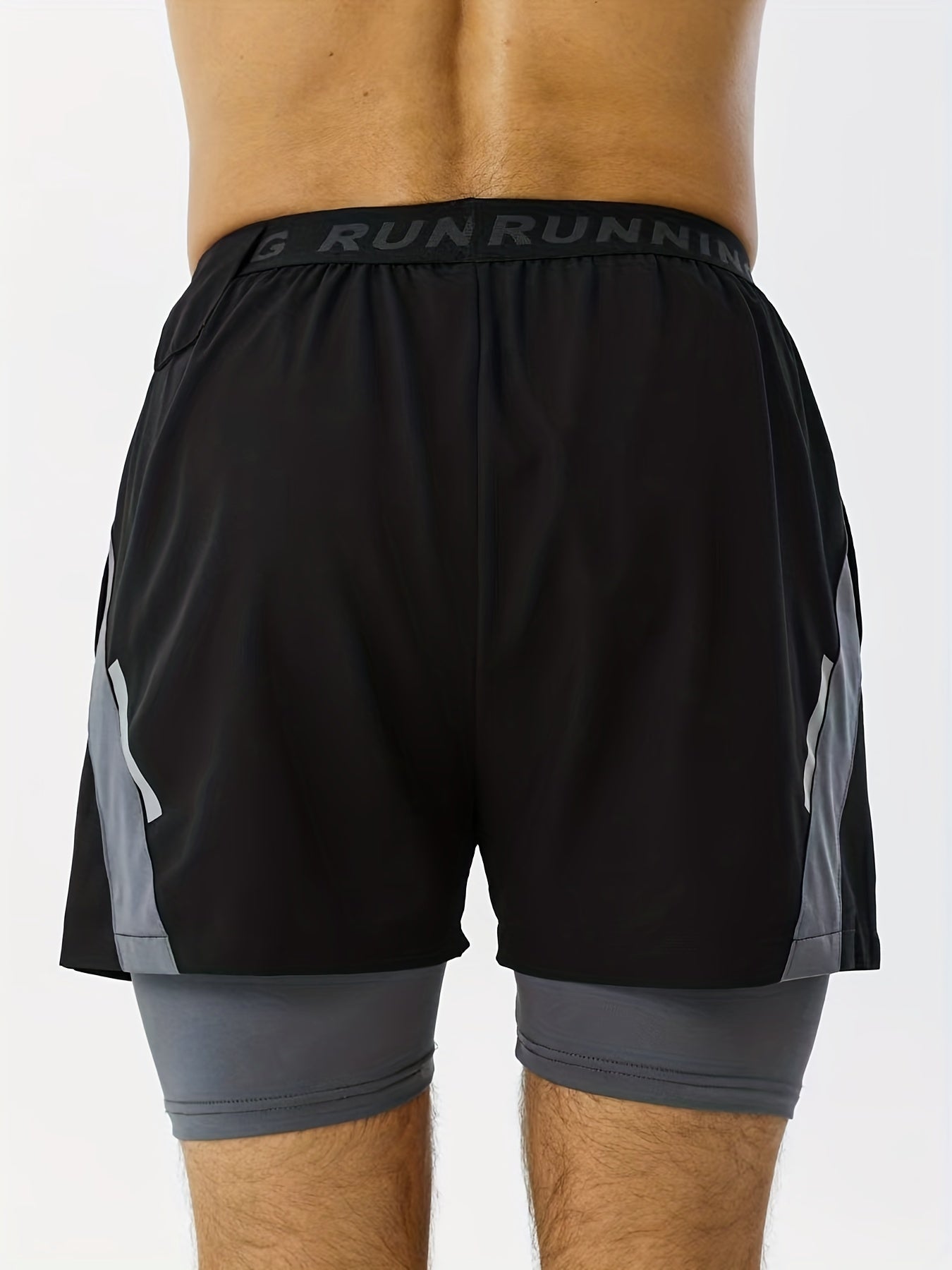 Men's 2-Layer Gym Running Shorts w/ Pockets Breathable Quick Dry