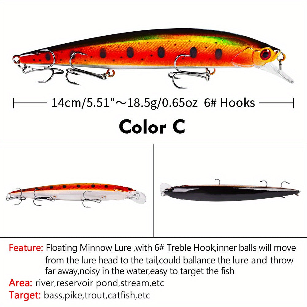 Lifelike Wobbler Fishing Lure 3D Eyes 18.5g Minnow Artificial Hard Bait Fishing