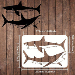 Reusable Shark Drawing Stencil Sea Animal Painting Stencils