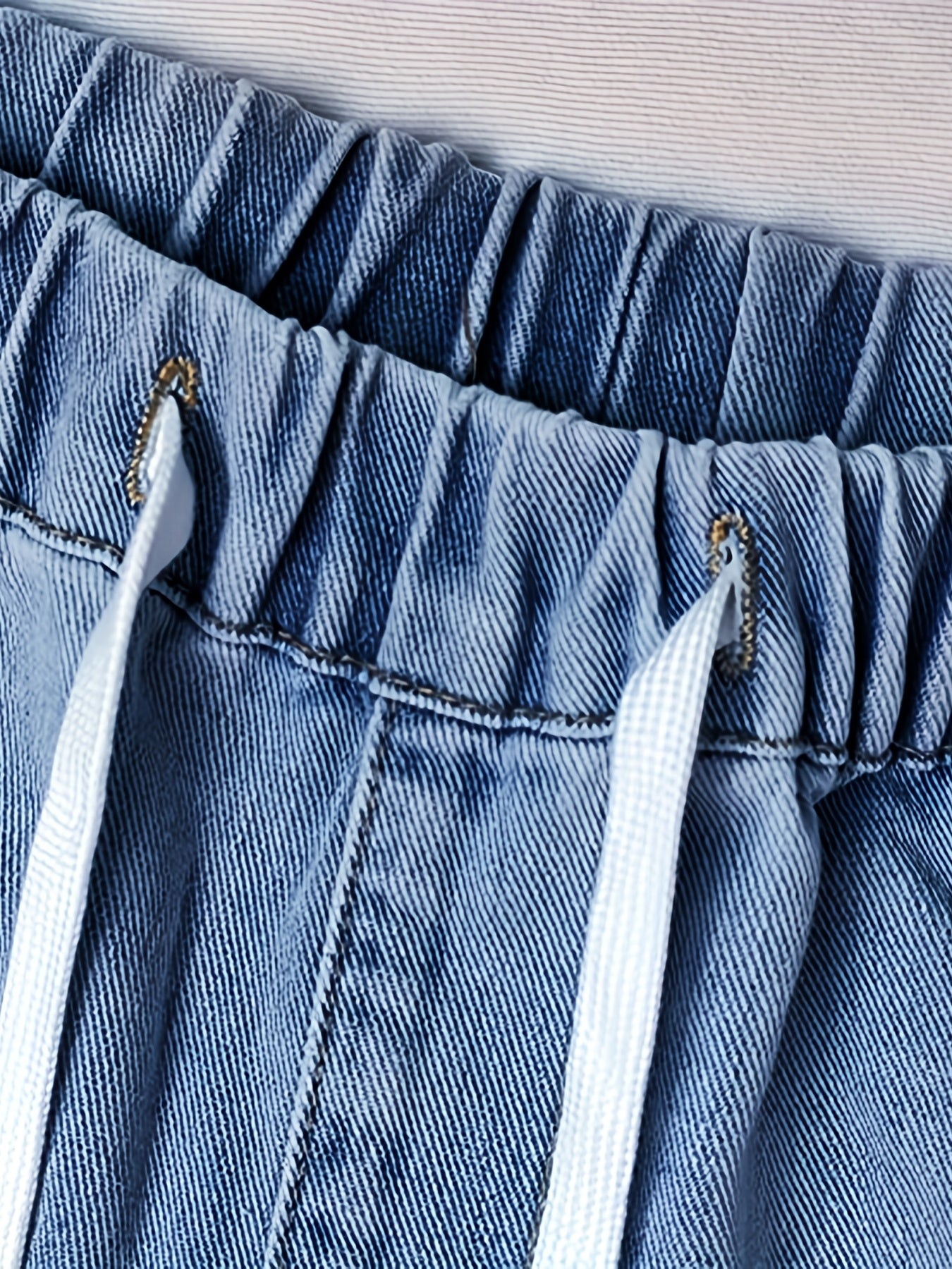 Men's Distressed Drawstring Denim Shorts for Summer