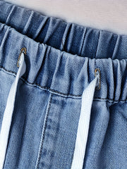 Men's Distressed Drawstring Denim Shorts for Summer