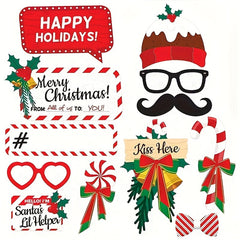 38pcs Cartoon Christmas Photo Props for Party Decorations Festive Atmosphere
