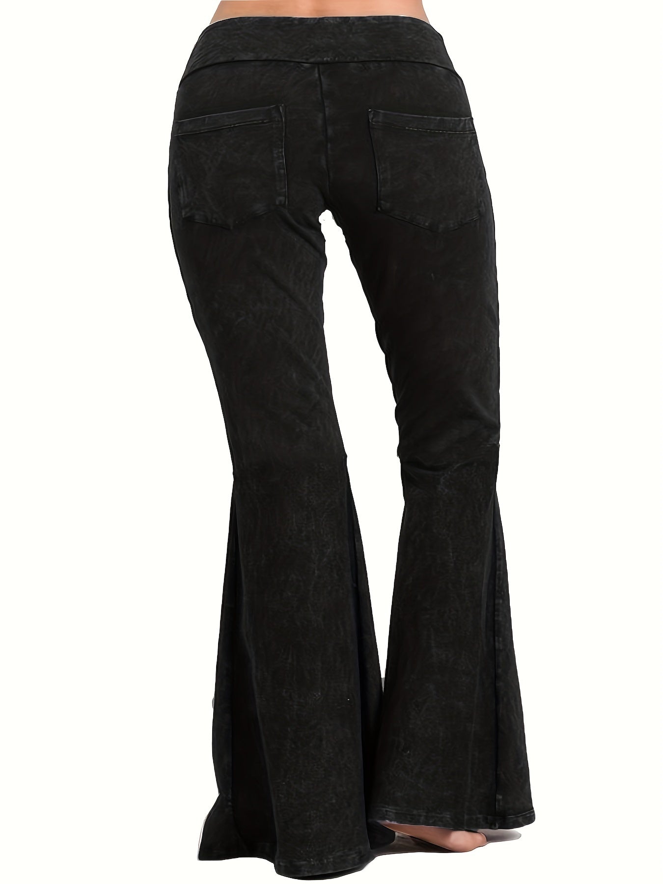  Denim Print Flare Leg Pants