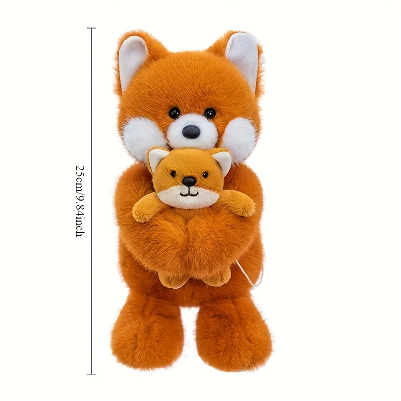 Mother & Son Rabbit & Fox Plush Dolls Soft Pastel Colors Gift Figurines
