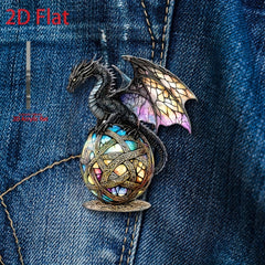 2D Acrylic Dragon Brooch Pin Vibrant Orange Web Ideal Mother's Gift