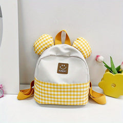 Plaid Ears Backpack for Kids, Small Schoolbag