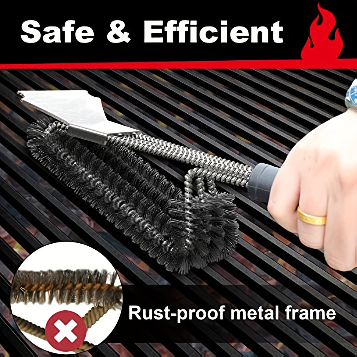 Grill Brush & Scraper 45 Barbecue Triple S BBQ Cleaner Safe Wire Bristles