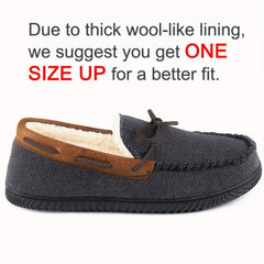 Men's Warm Fleece Lining Non Slip Slippers Comfortable Rubber Sole