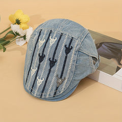 Classic Embroidery Distressed Casual Denim Cap