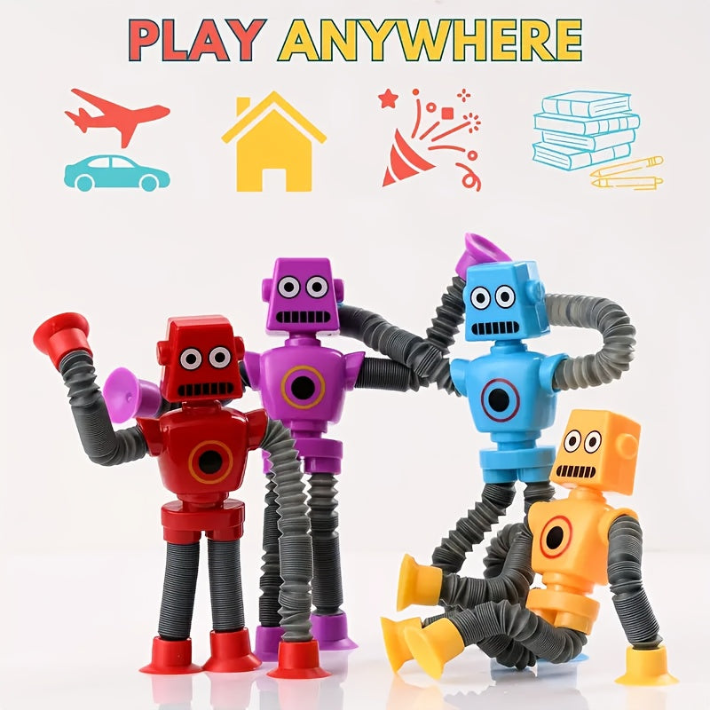 8pcs Stretchy Robot Toys Telescopic Arms Yellow Red Purple Sensory