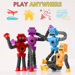8pcs Stretchy Robot Toys Telescopic Arms Yellow Red Purple Sensory