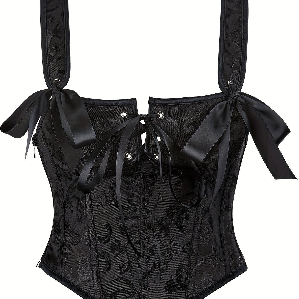 Jacquard Tank Corset Bustier Retro Tummy Control Lace Up Body Shaper