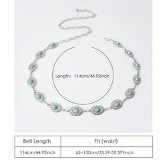 Turquoise Chain Belt Women's Metal Waist Belt for Dresses Western Style