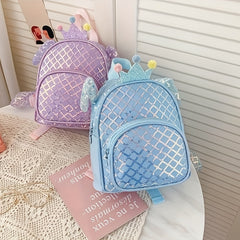 Kids Crown Grid Sequin Backpack