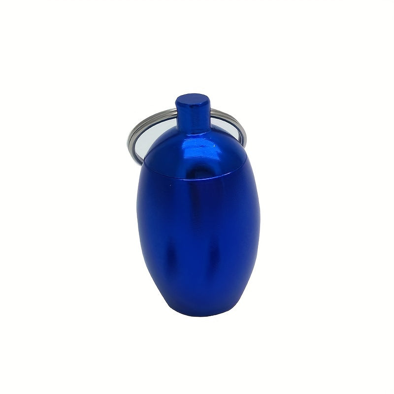 Waterproof Egg Shaped Medicine Bottle Keychain Pendant Storage