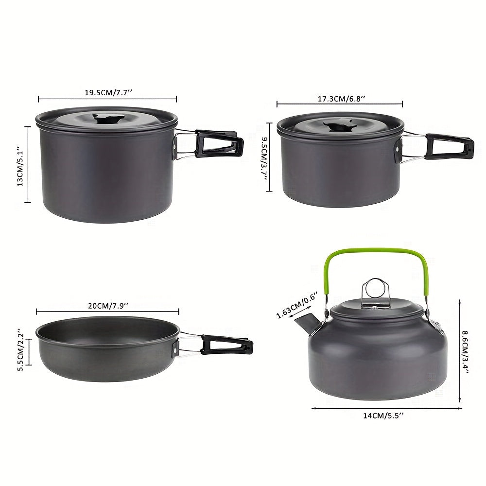 Portable Camping Pot Set for 4-5 People w/ Utensils & Tableware