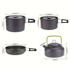 Portable Camping Pot Set for 4-5 People w/ Utensils & Tableware