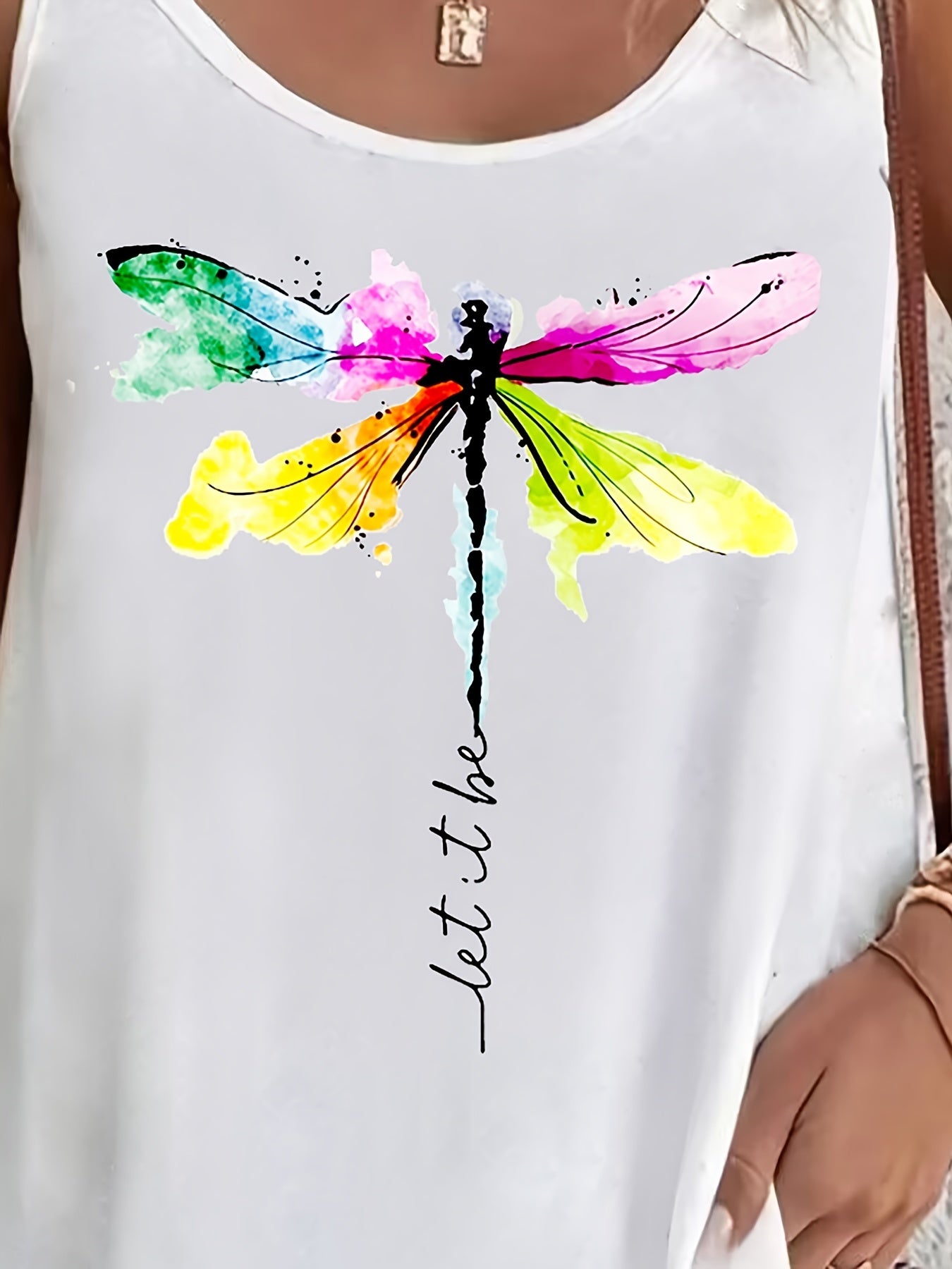Dragonfly Print Dual Straps Cami Top Women's Clothing