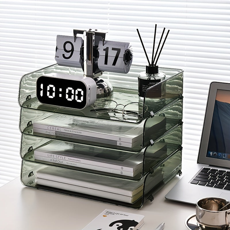 Acrylic File Storage Tray Stackable Desktop Box