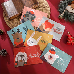 6pcs Christmas Greeting Cards Creative Blessing Handwritten Thank You Envelope