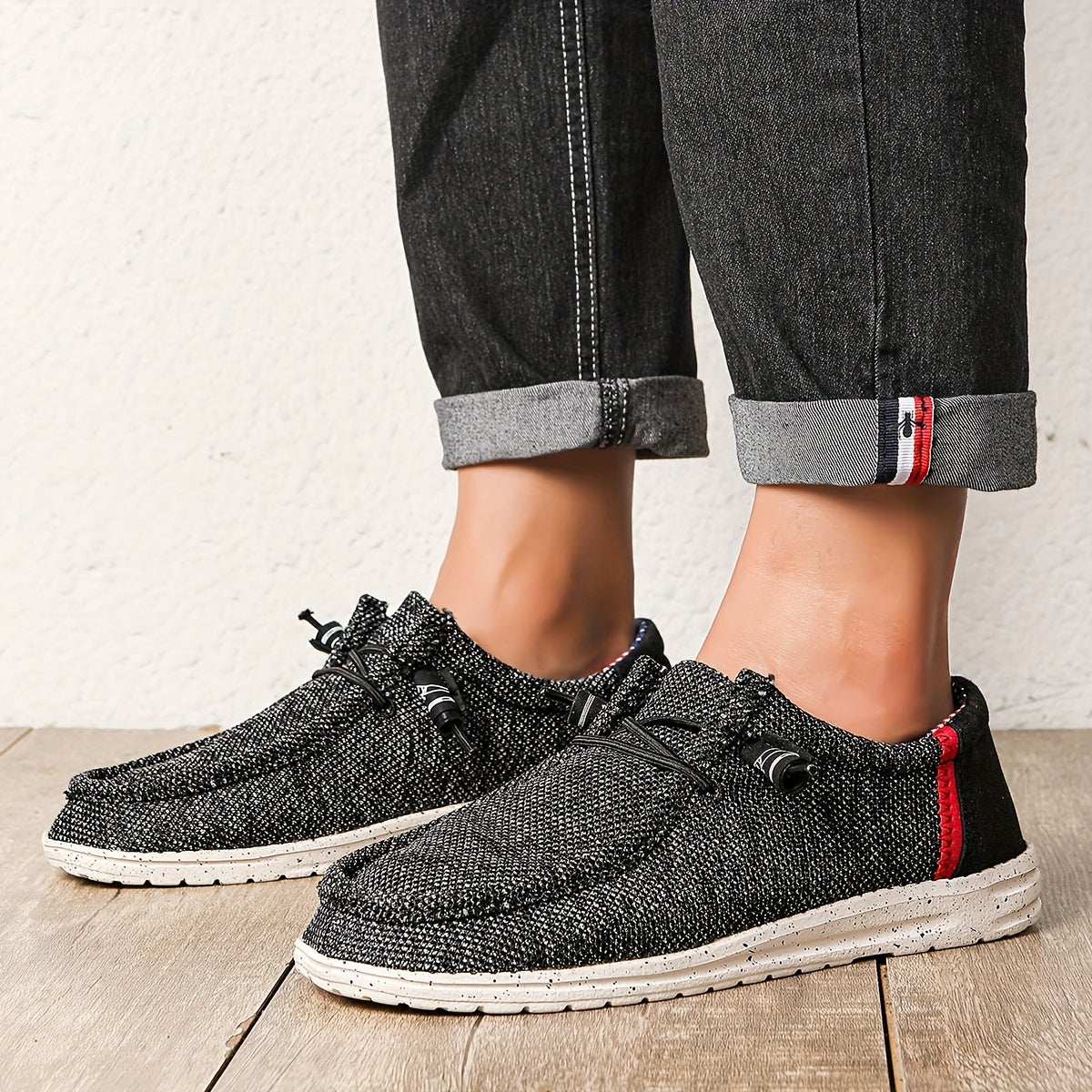 Men's Breathable Canvas Loafer Shoes Non Slip Working Driving Shoes
