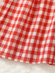 Girl's Plaid Button Front Dress for Summer