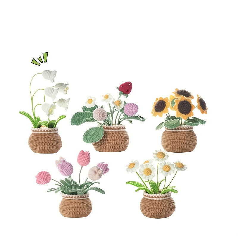 1pc Crochet Material Pack DIY Wool Thread Flower Large Potted Ornament