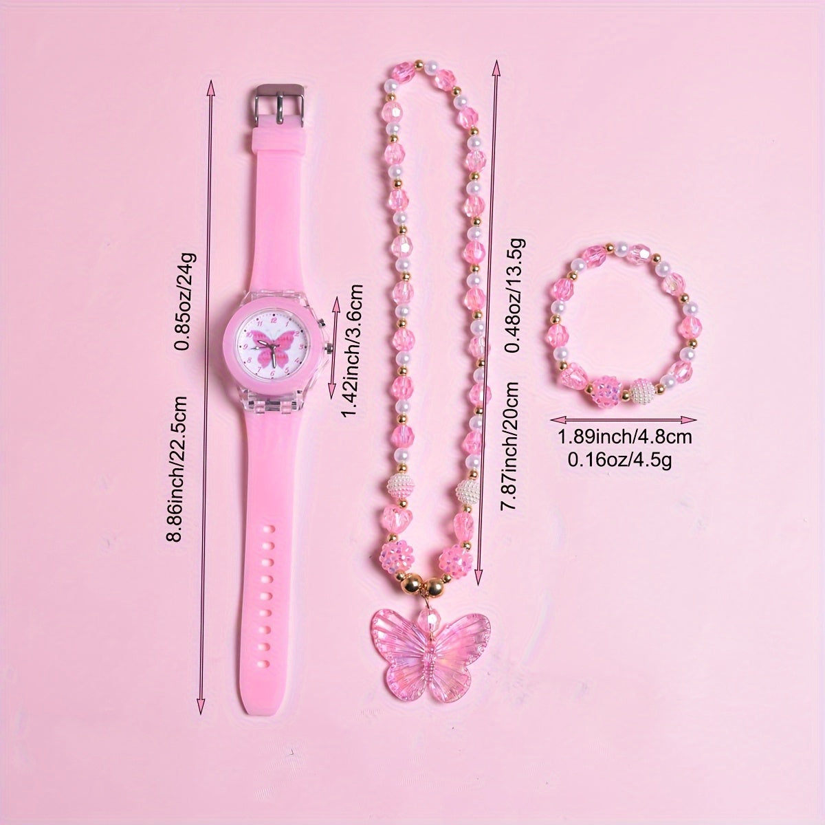 Silicone Strap Quartz Watch for Girls with Butterfly Design