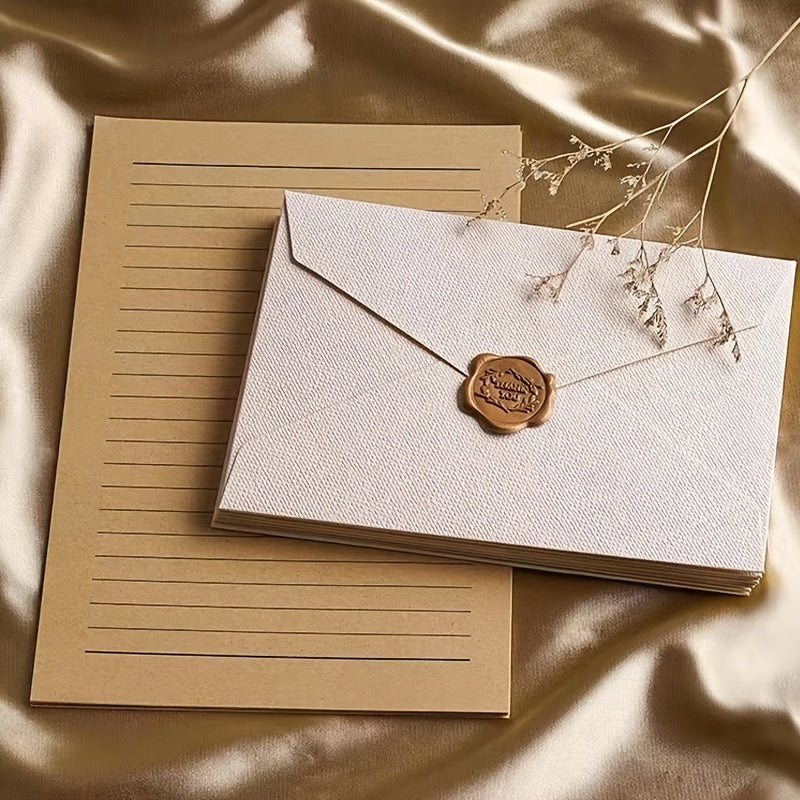 16 Pcs Vintage Stationery Paper & Envelopes Set, 3 Burlap Envelopes, 10 Writing
