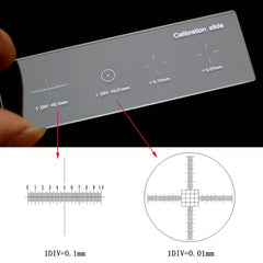 Microscope Stage Calibrating Slide 0.01mm 0.1mm Division Objective Ruler Ret