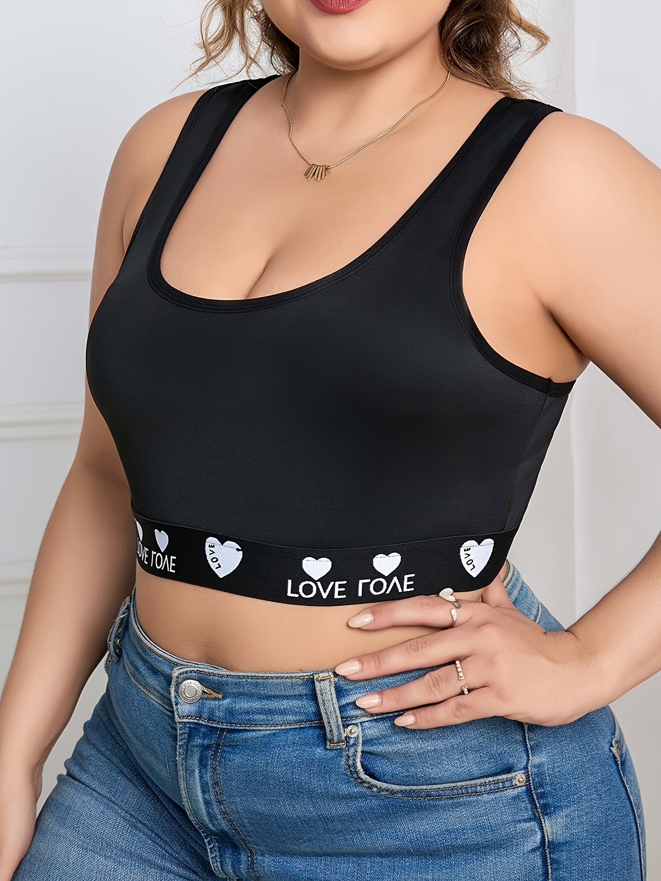  Women's Sports Bra Contrast Letter Tape Racer Back Seamless Yoga