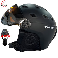 MOON Skiing Helmet With Goggles PC EPS High Ski Helmet Outdoor Snowboard