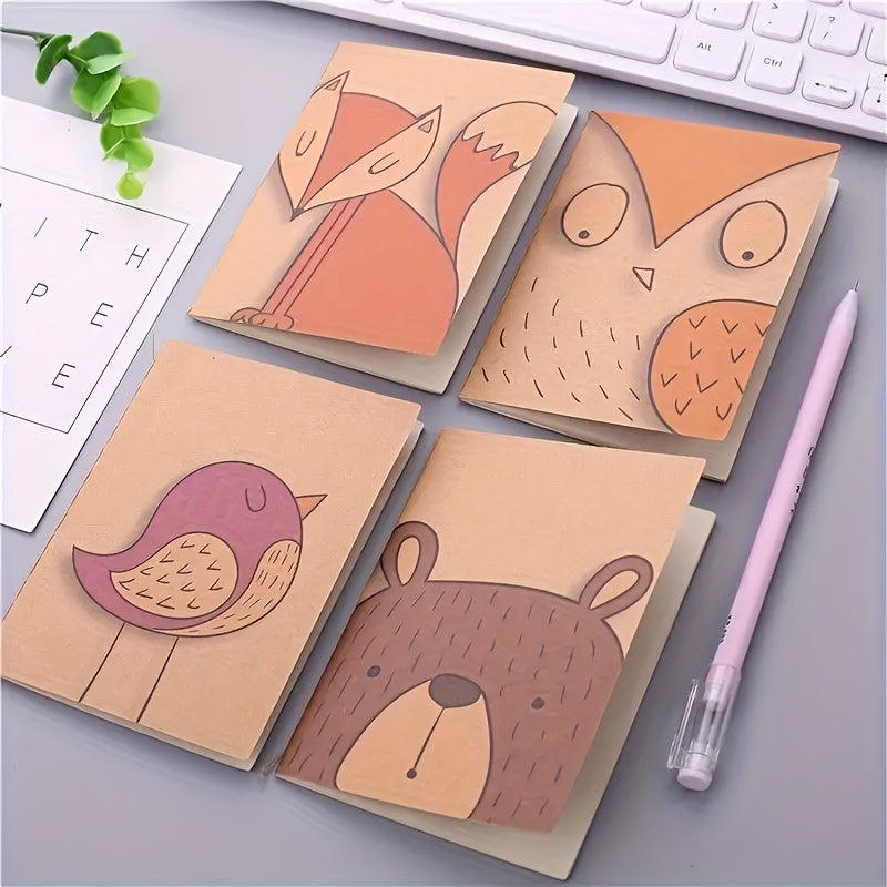 Pack of 10 Mini Pocket Notebooks with Animal Patterns Grid Paper Notepad