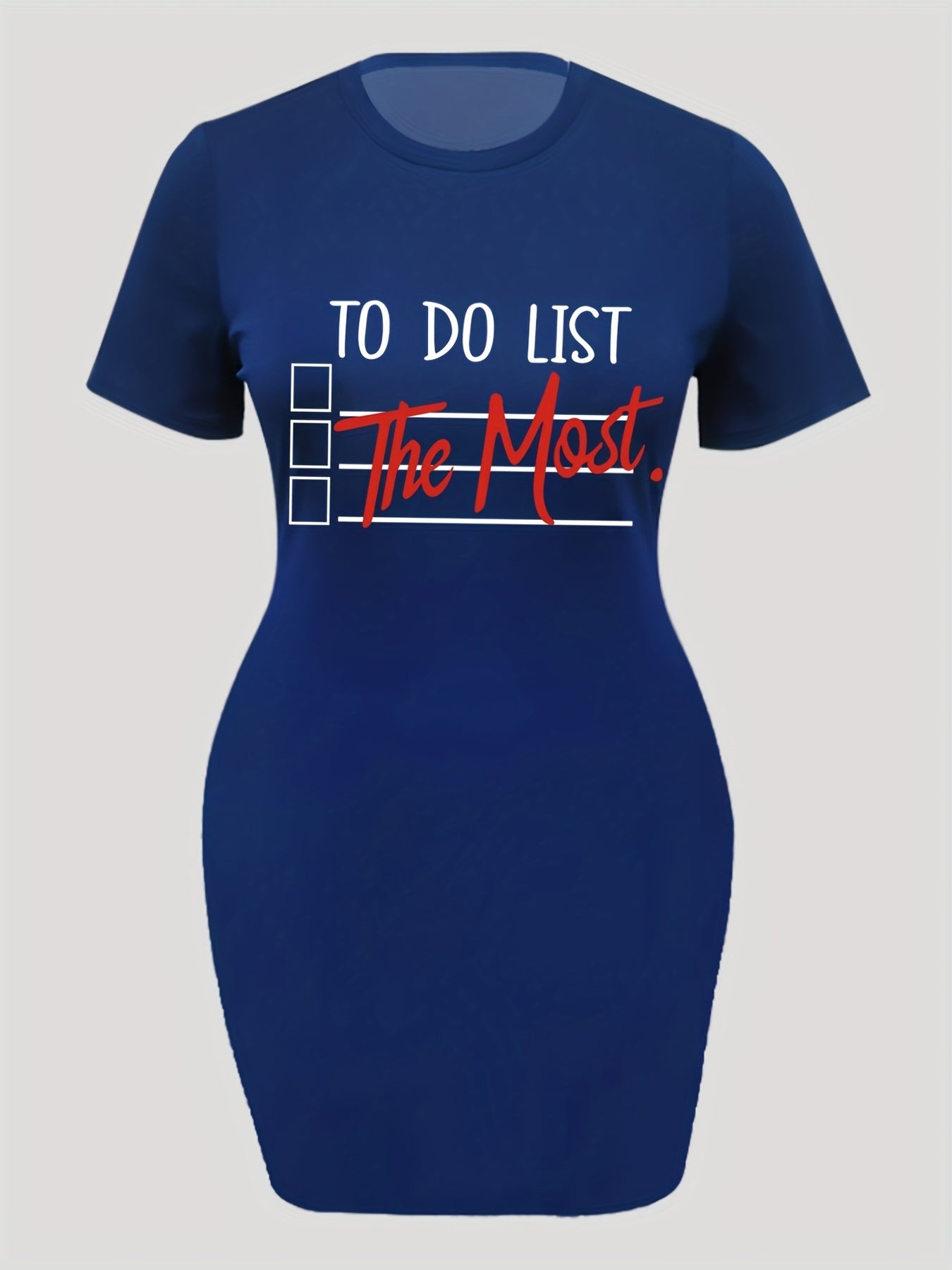  Casual Dress Women's Plus Letter Print Short Sleeve