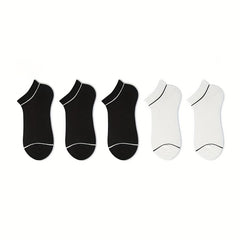 5 Pairs Ribbed Ankle Socks Soft Lightweight Low Cut Women's Stockings