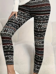  Snowflake & Geometric Print Leggings