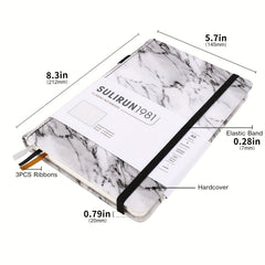 SULIRUN1981 A5 Grid Notebook 120gsm Thick Paper Elastic Tape Pen Insert