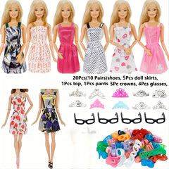 36pcs Doll Clothes and Jewelry Set for 29 Dolls Complete Outfits