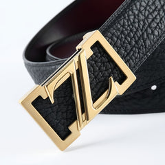 Men's Raw Cut Out Letter Buckle Belt Smooth Top Coat 304 Stainless Steel