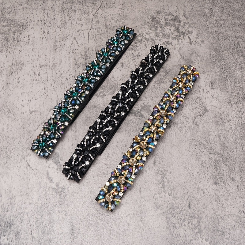 Colorful Rhinestone Flower Belt Women Elastic Thin Belts Waistband