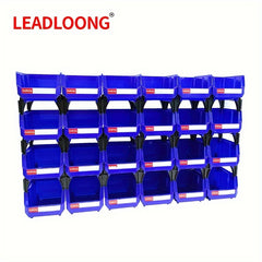 24pcs Stackable Plastic Storage Box Garage Tool Organizer 13.5x10.5x7.5"