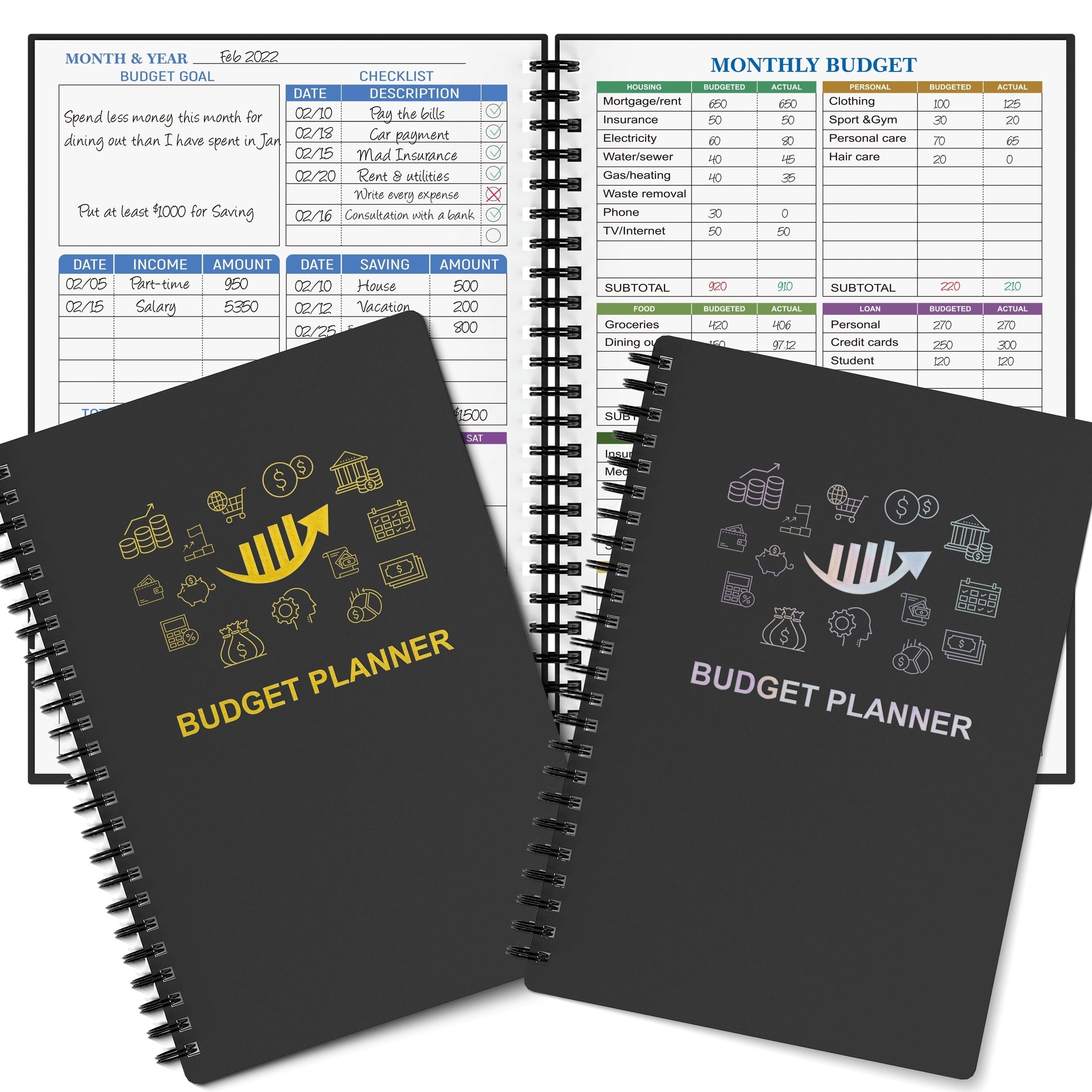 Budget Planner A5 Undated Notebook 100gsm Paper