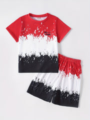 Boys Tie Dye Graphic T Shirt & Shorts Set Kids Summer Clothes
