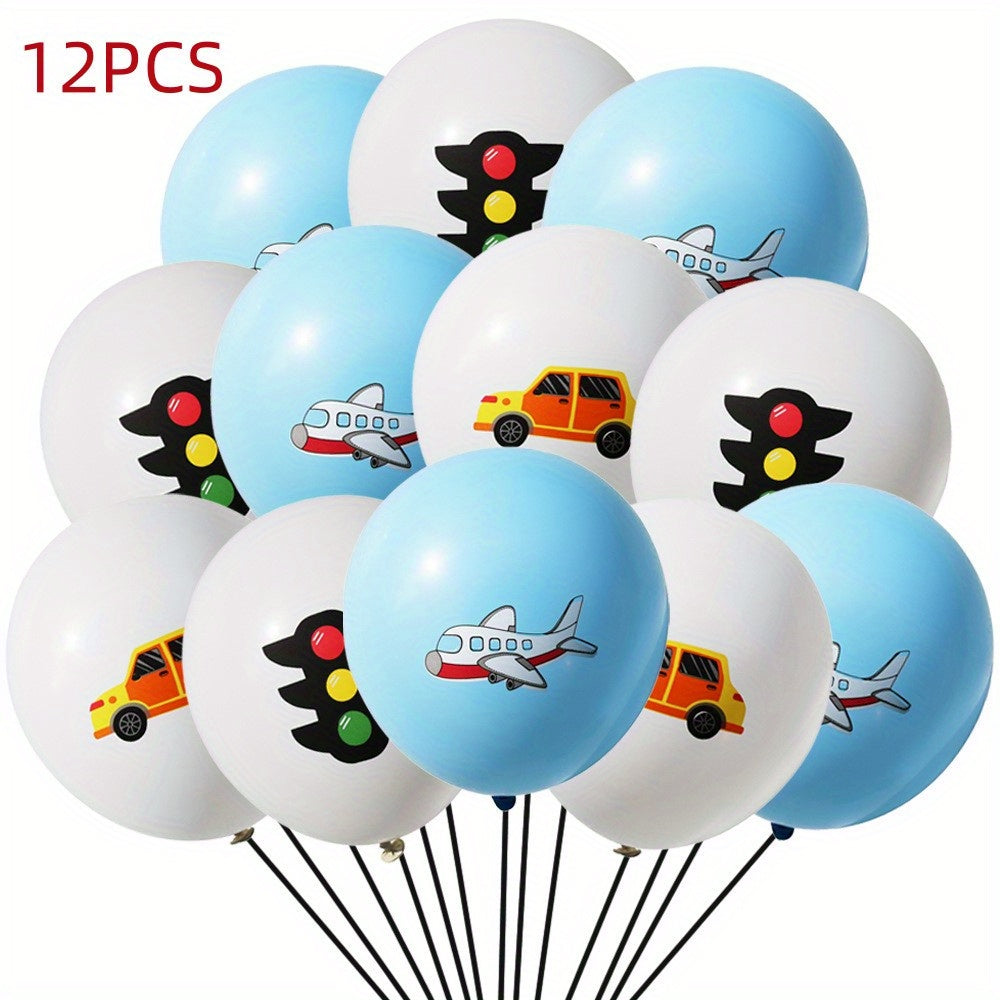 12pcs Car Airplane Traffic Light Balloon Party Decoration