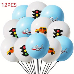 12pcs Car Airplane Traffic Light Balloon Party Decoration