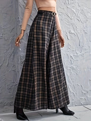  Plaid Wide Leg Trousers High Rise