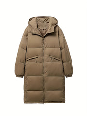 Women's Over The Knee Puffer Hooded Jacket