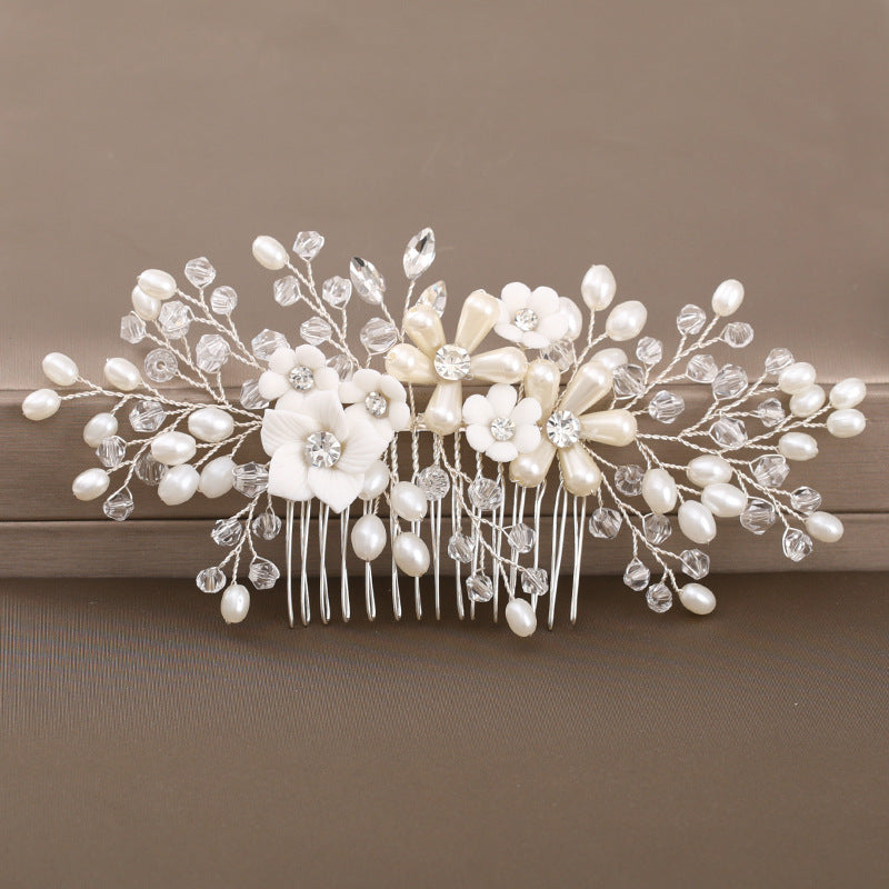 Floral Wedding Comb Pearl Hairpiece Bridal Hair Accessories