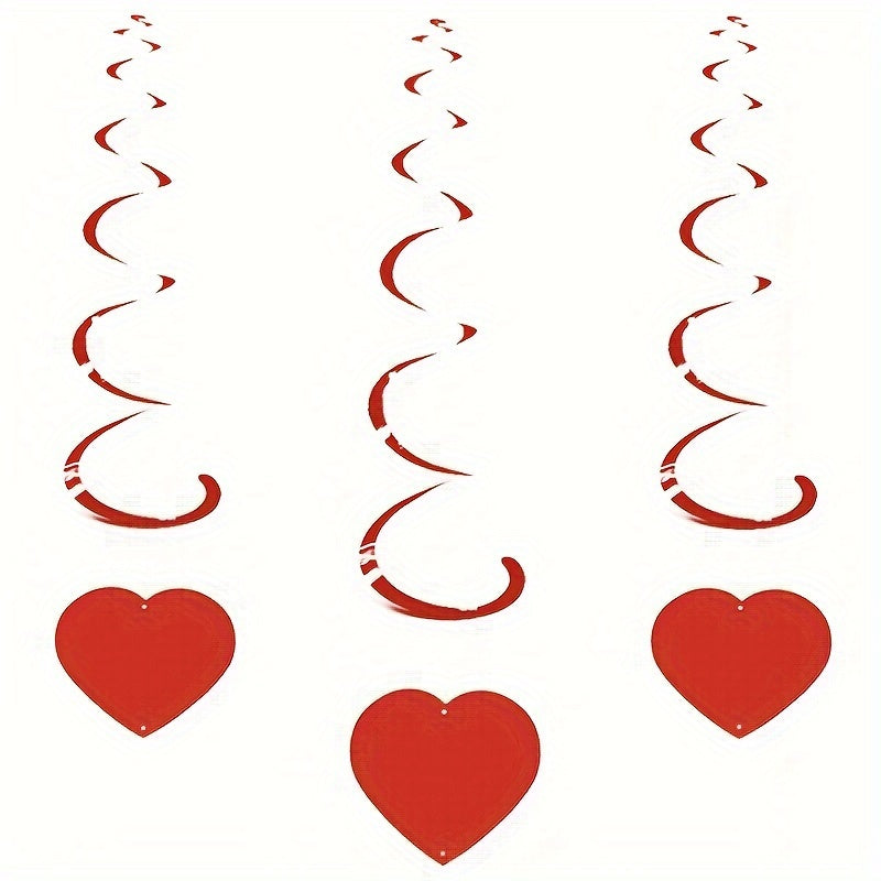 6 Pcs Red Heart Swirls for Anniversaries and Parties
